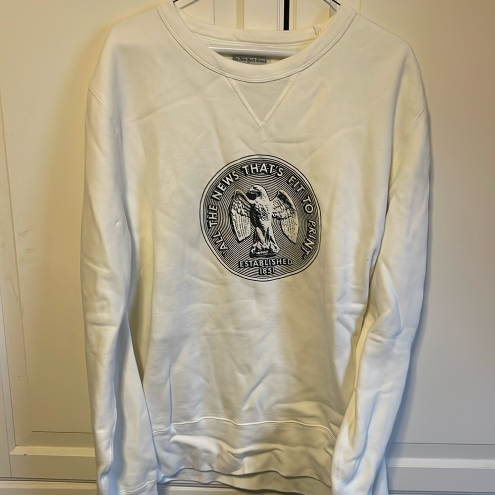 New York Times all the news that’s fit to print sweatshirt. White. Size large